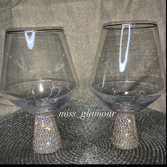 Christian Siriano Dining Silver Large Rhinestone Stem Luxe Wine